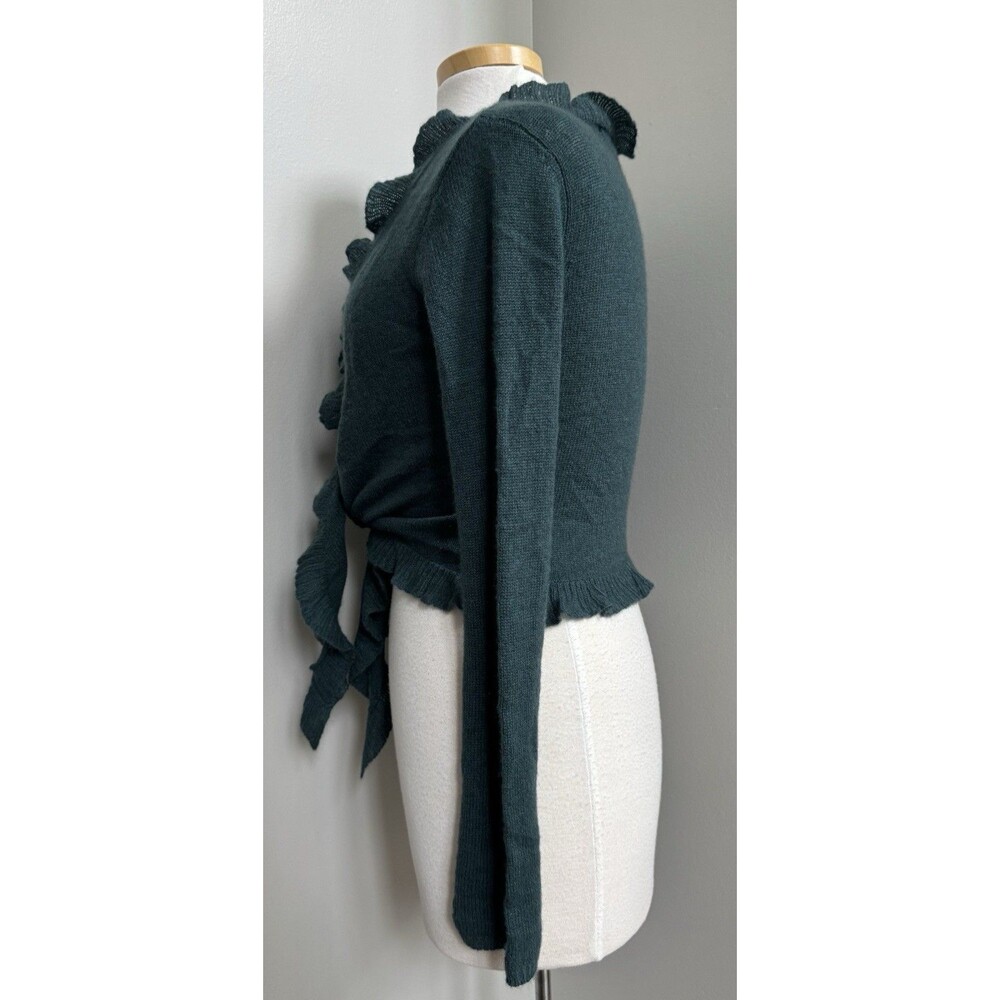 Vintage Laundry by Shelli Segal 100% Cashmere Ruffle Tie Front Wrap Cardigan~SM - Picture 13 of 13